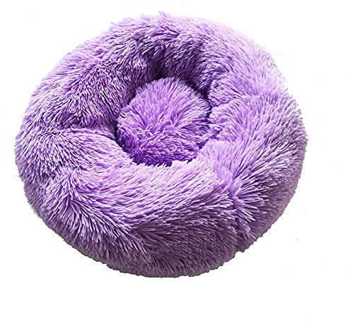 Plüsch-Haustierbett für Katzen, superweiches Hundebett, Hundehütte, Laufrad, warm, Schlafkissen, tragbar, 60 cm, Violett