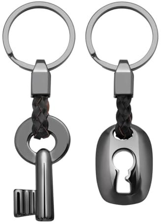 BESPORTBLE Lot de 2 porte-clés personnalisés en cuir pour couple Noir