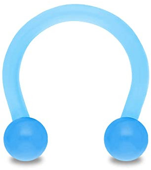 Treuheld® Hufeisen Piercing aus Kunststoff | Farbe: Hellblau | Größe: 1,2 x 8 mm (Kugeln: 3mm)