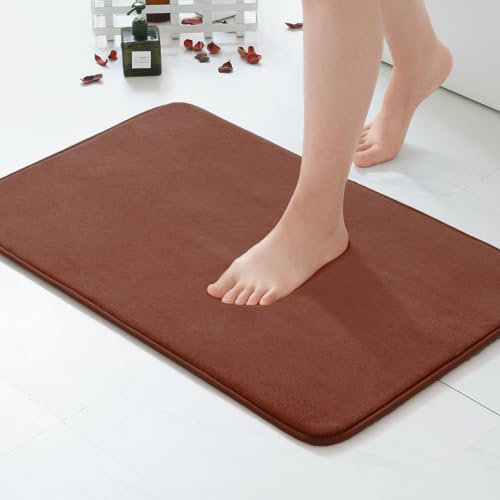 MIULEE Tapis de Bain Antidérapant en Mousse à Mémoire – Ultra Doux, Absorbant, Séchage Rapide, Lavable en Machine, Tapis de Salle de Bain pour Douche, Baignoire, Cuisine – 50x80 cm, Café