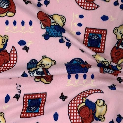 Tessuto Pile Orsetto Cestino 50 Cm - Rosa