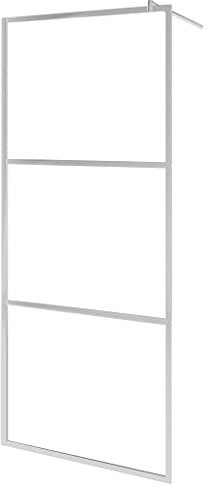 vidaXL Begehbare Duschwand mit voll mattiertem ESG-Glas Spritzfest Duschabtrennung Duschtrennwand Duschkabine Dusche 80x195cm Alu Edelstahl