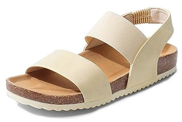 DREAM PAIRS Espadrillas da Donna con Punta Aperta Sandali Eleganti con Plateau Sandali con Zeppa Elastici con Cinturino alla Caviglia,Size 40,Beige,SDPW2202W-E