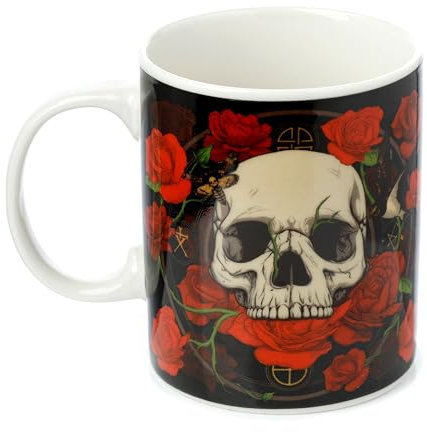 Puckator Skulls & Roses Totenkopf Tasse aus Porzellan