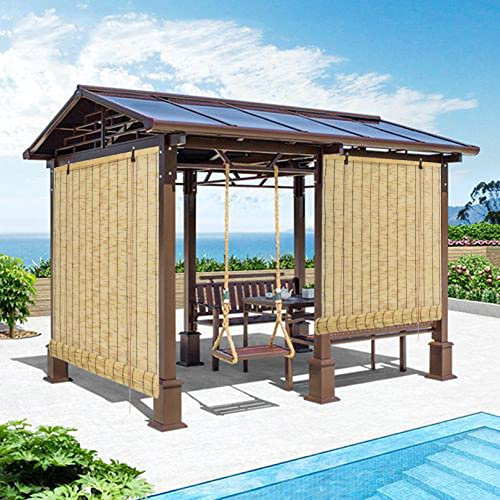ZQKJLH Outdoor Bamboo Blinds Roller Window/Door Curtain Natural Reed Roll Up Shades 50-110cm Wide Blinds Thernal Insulated Shading Sun screen Privacy Screen for Balcony/Kitchen/Patio/Porch/Outside