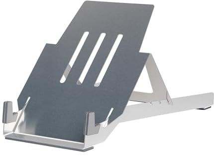 R-Go Tools Laptop ständer, Laptop Halterung Schreibtisch, Höhenverstellbar, Ergonomisch, Faltbarer Aluminium Laptop Stand, 3-stufige Winkel, Notebook/MacBook Ständer, Für Laptops [10/17-22 Zoll]