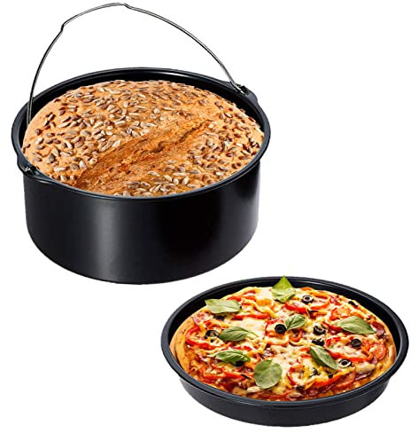 Air Fryer Cake Pan, 2pcs 6 Inch Baking Pans For Air Fryer, Air Fryer Pans Accessories For Most Brands Of Air Fryer & Oven & Instant Pot, Non-Stick Dishwasher Safe, Universal, Black