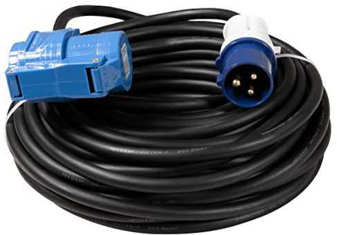 McPower CEE-Verlängerungskabel 25 m | CEE-Stecker auf CEE-Kupplung & Schutzkontaktkupplung mit Deckel | 230 V / 16 A | IP44 | H07RN-F 3G2,5 mm²
