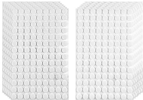 Relota 756 Pares cinta puntos Adhesivo Redondo 10 mm, Lunares Cintas Autoadhesivo Puntos, Belcro Adhesivo Doble Cara, Pegajoso Monedas Puntos para Bricolaje, Manualidades, Pegar Fotos, Sobres (Blanco)