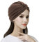 ITODA Turban Damen Mode Kappe Afrikanisch Kopftuch Kopfwickel Mütze Vorgebunden Knot Schlafhut Baumwolle Turbanhut Elasitisch Schlafmütze Plissee Kopfbedeckung für Haarverlust Schlafen Freizeit Braun