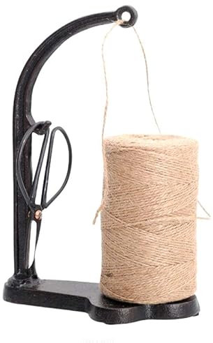EatingBiting Cast Iron Garden Twine Holder Set 1300ft Natural Jute Twine String Rope Rack & Scissors Decorative & Practical Home Arts Crafts Tools Wrapping Packing Gardening
