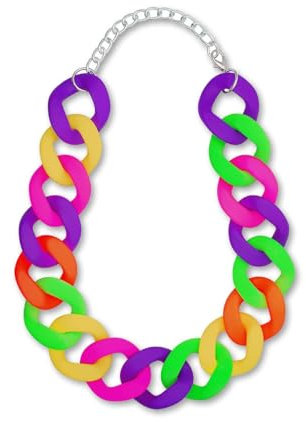 Soul-Cats Statement Choker Halskette bunt riesig oversized Panzerkette Gliederkette Vintage, Variante 1