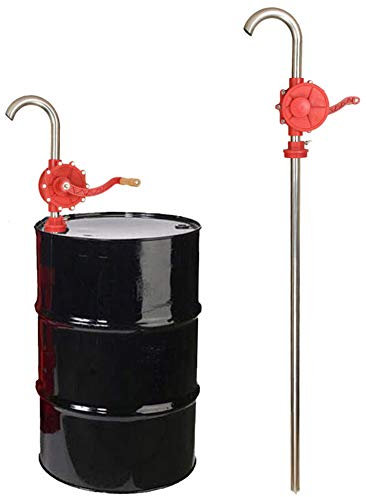 GCCSSBXF Fuel Oil Diesel Hand Crank Barrel Pump - Self Priming, Stainless Steel ABS, 55 Gallon 200 Litre Hand Drum Pump