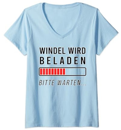 windel wird beladen bitte warten T-Shirt mit V-Ausschnitt