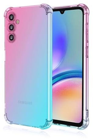 Topme Coque pour Samsung Galaxy A15 (4G) / Samsung Galaxy A15 5G (6.5 inches), Étui de Téléphone Portable en Silicone TPU Souple avec Dégradé de Couleur Transparent - Rose Vert