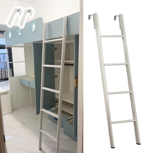 Home Loft Dorm Bunk Bed Ladder Only, Metal RV Bunk Ladder Replacement, Adjustable Step Climb Ladder/Twin Bed Ladder with Hooks, Space Saving (Size : 130cm/50)