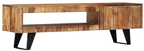 ARKEM Mobile TV Mobile Porta Televisore,Mobiletto Industriale Tavolino Basso Vintage Console per Salotto,Mobile Porta TV 140x30x40cm in Legno Massello di Sheesham
