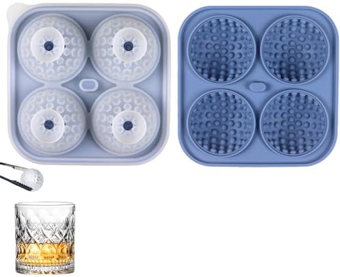 Eiswürfelform Silikon Eiswürfelform für Golfball | Silikon Whisky Eiswürfelmaschine | Fantasy Golf Geschenke, kreative runde Eiswürfelformen mit 4 Mulden für Cocktails Whrcy