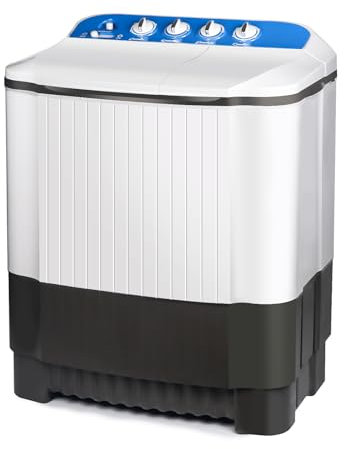 Kazigak Machine à laver portable, 7 kg avec double baignoire (laver et essorer), laveuse à linge compacte pour appartements, dortoirs, camping-cars