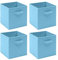 Homullel Foldable Storage Cube Boxes Set of 4, Storage Unit Box with Handle/Eyelet, Collapsible Storage Bins Organiser for Shelf Closet Organization (With Handle, Blue)