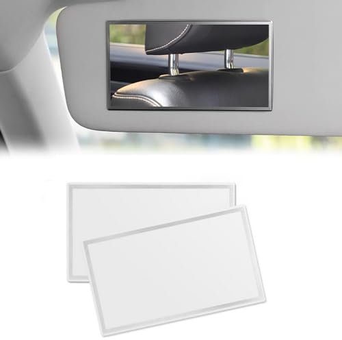 DIKEBAO 2 Pezzi Specchio Cosmetico per Auto in Acciaio Inossidabile, Autoadesivo per Visiera Parasole e Sedile Posteriore, 15*8cm