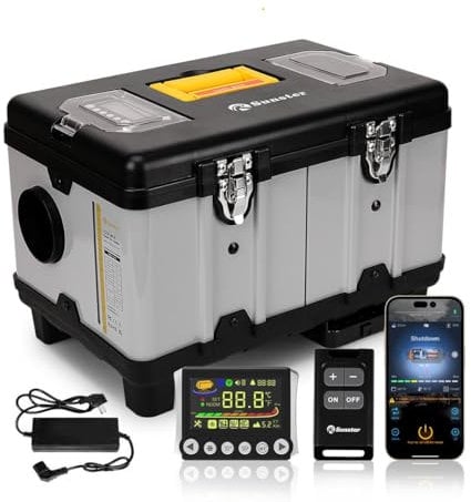 8KW TB10 toolbox diesel air heater, supporting AC110-240V DC12V 24V, with Altitude Mode Heating and ventilation Heater, One click direct switch, Bluetooth APP control, for cars trucks RV campers