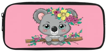 Showudesigns Einzigartiges Tier-Federmäppchen für Jungen, Kinder, Mädchen, Stifteetui, Schulbedarf, Rosa Koala, M
