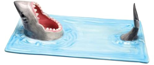 ARSBORUI Shark Sushi Teller Keramik Hai Sushi Teller Japanisches Sushi Geschirr Hungriger Hai Design Sushi Teller Kreativ Sushi Platte Rechteckig Käsebrett Esstisch Küche Dekoration