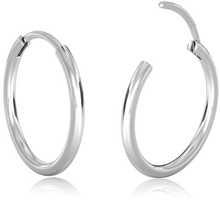 Milacolato 2Pcs Silber kleine Creolen Damen Männer Hypoallergene 316L Chirurgenstahl Knorpel Tragus Helix Daith Sleeper Scharnier Creolen Huggie Ohrringe 16G Nasenring Lippenring Piercing Schmuck