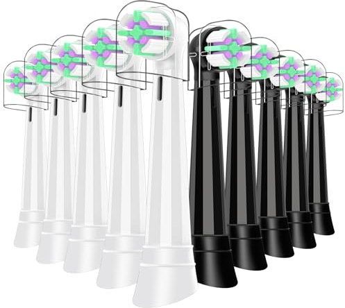 Ersatz-Zahnbürstenköpfe, kompatibel mit Oral B iO, kompatibel mit Oral B iO 3/4/5/6/7/8/9/10 Serie elektrischen Zahnbürsten, 10 Stück (schwarz + weiß)
