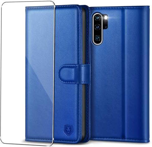 Handyhülle für Huawei P30 Pro Hülle mit Schutzfolie Premium PU Leder P30 Pro Klapphülle Case Brieftasche Kartenfach Ständer Magnet Etui Handytasche Cover Schutzhülle für Huawei P30 Pro - Royalblau