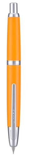 Jinhao 10 Press Fountain Pen with Box, Orange Retractable Extra Fine Nib with Ink Converter Set (Silver Clip)