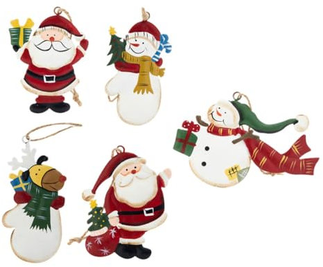 Alipis 5 Stücke Weihnachten Baum Ornamente Schneemann Rentier Eisen Handwerk Dekorationen für Hause Baum