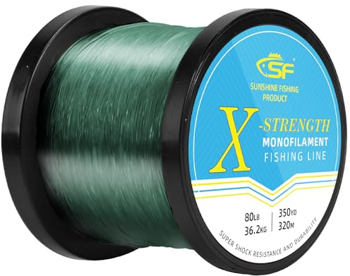 SF Monofile Angelschnur, Premium-Spule, starkes Mono-Nylon-Material, Vorfachschnur, niedrige Sichtbarkeit, Grün, 36,3 kg