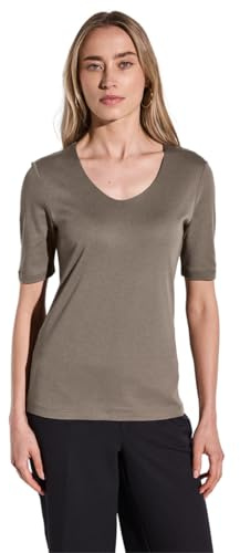 Street One Damen A317665 Basic Kurzarmshirt, Stone Brown, 34