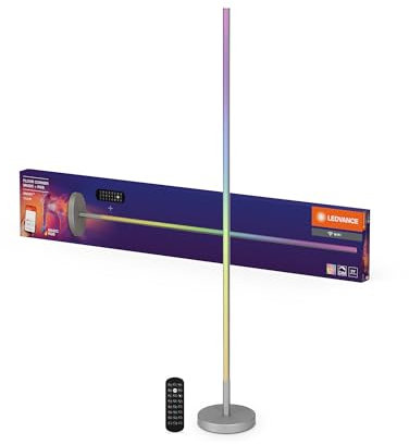 LEDVANCE SMART WIFI smarte und moderne Stehleuchte für indirekte Beleuchtung mit WiFi-Technologie und Magic RGB; dimmbar; silber; Aluminium; Leuchtmittel nicht austauschbar