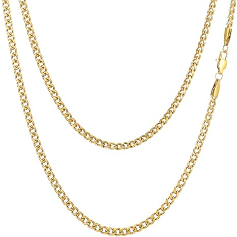 AFSTALR Panzerkette Herren Halskette 3/4/5/6/7/8mm Breit Edelstahl Silberkette Goldkette Schwarz Kette Herren Kubanische Gliederkette Cuban Link Chain Schmuck für Männer Damen 45-60CM