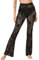 Vhersily Pantaloni da Donna Gotici, in Pizzo Trasparente A Vita Alta Skinny Stretch/Trasparenti Campana Punk Helloween con Fondo Gamba Dritto Motivo Floreale Elastici, per Night Club Danza, Pilates