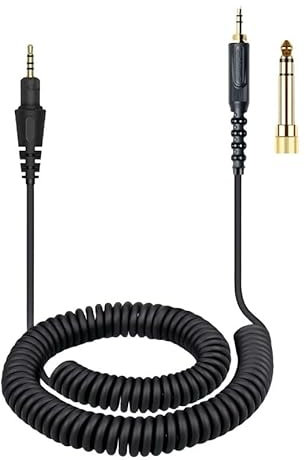 Panlouting Sostituzione Cavo Audio 3.5mm Aux con Molla Estensibile compatibile con Cuffie Pioneer DJ HDJ CUE1 HDJ CUE1BT HDJ X5 HDJ X7 HDJ S7 | Con Adattatore 6,3mm