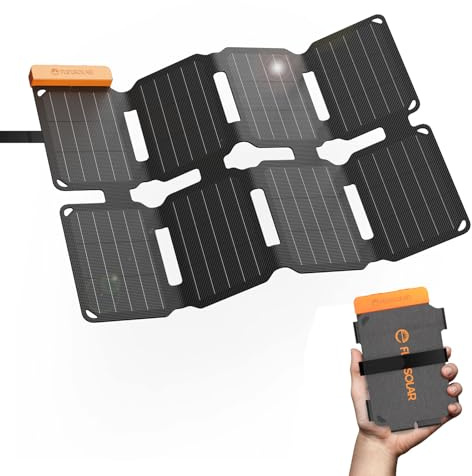 Flexsolar 25W Faltbares Solarpanel Taschenformat,Tragbares Solarladegerät | Wasserdichter mini E-Film mit USB-A & USB-C für Power Stations, Smartphones, Tablets, Powerbanks Outdoor Camping Notfall