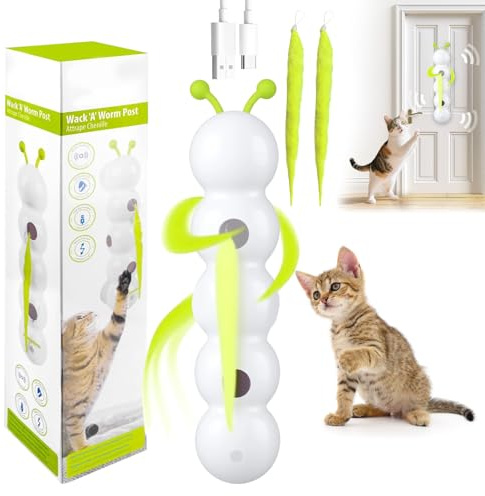 Thalire Jouet Interactif pour Chat en Forme de Ver, Jouet Interactif à Mouvement Intelligent, Accessoire pour Chat d'Intérieur, Rechargeable par USB-C, Ventouse Extra Large