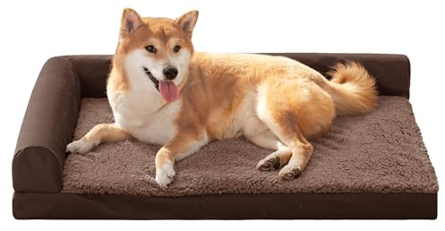 Jolibean Orthopädisches Hundebett Kleine Hunde, 76x51cm, Braun | Angstlösendes Hundekissen mit Eierkarton-Schaumstoff, Hundematte mit Abnehmbarem Waschbarem Bezug, Wasserdichter Rutschfest