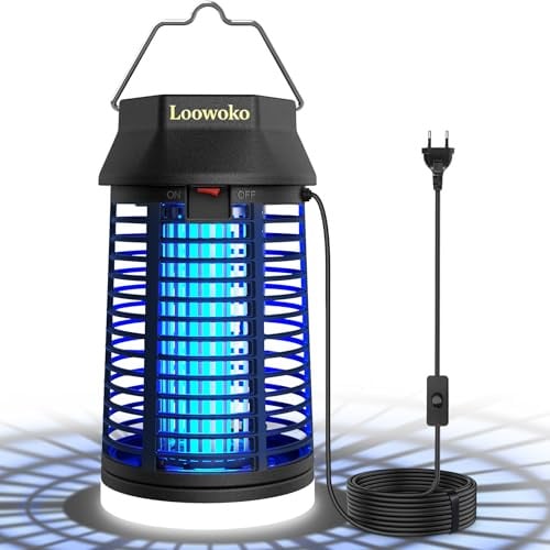Insektenvernichter Elektrisch Mit 3 m Verlängertem Kabel, 4200V Mückenlampe Mit LED-Licht, Wasserdicht Fliegenfalle Elektrisch Mosquito Killer, Anti Mücken Lampe für Innen Outdoor Haus Patio