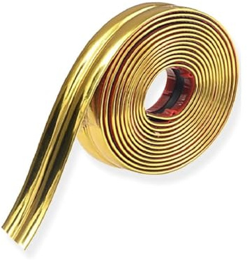 Moulure Murale, Profil en PVC pour Finition Murale et Coin, Cornière Souple Adhésive,Baguette d'angle Autocollante,pour Plans de Travail,Carrelage,Protection Angle Mur,Meubles (Or,3cm×2m)