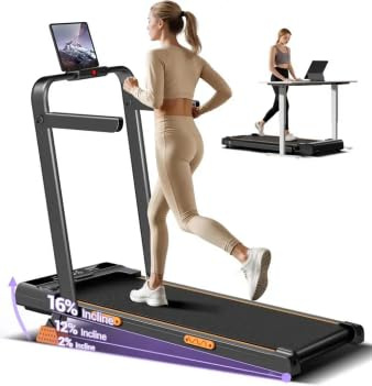 CURSOR 3.0HP Tapis de Marche Pliable Inclinable 16%,Accoudoirs Réglables