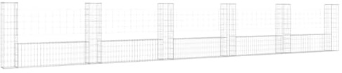Cestino per gabbioni a forma di U con 6 colonne, in ferro, 620 x 20 x 100 cm, cestino in pietra per muro di sostegno