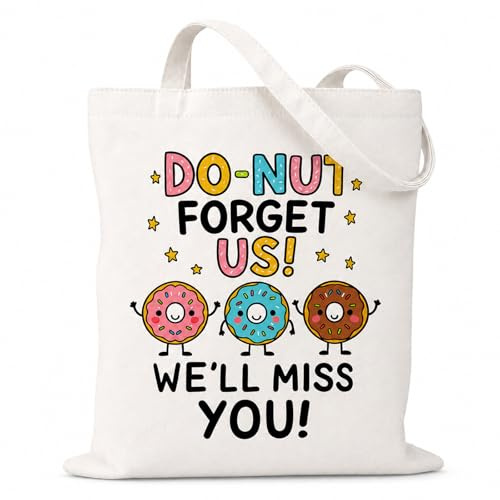 Onperpoe Donut-Design Abschiedsgeschenk Kollegen, Praktische Canvas Tasche, Abschied Kollegin zum Jobwechsel, Renteneintritt Geschenk für Freunde Oma Opa Geschwister