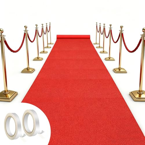 YuLiMirich Roter Teppich Läufer Teppich Eventteppich Hochzeitsteppich VIP Event Teppich Rutschfester Red Carpet Empfangsteppich mit Band für Hochzeit Party Flur 1 x 10 m