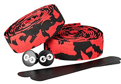 URBAN ZWEIRAD Fahrrad Lenkerband - Reißfestes Rennrad Lenkerband inkl. Endstopfen und Klebestreifen - Lenkerband schwarz/rot extra griffig - 2 x 200 cm x 3 cm - 3 mm Stärke