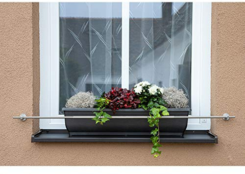 Dastech Blumenkastenhalterung an die Fassade einstellbar 2100 bis 2700 mm für eine Gesamtfensterbreite von 2100 bis 2500 mm, Rostfreier Stahl V2A, Installation von Dübeln an der Fassade